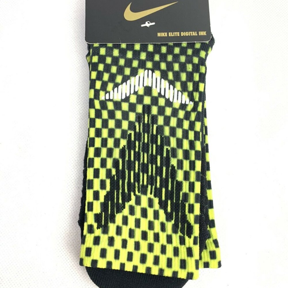 Nike Elite Black/Neon Digital Running Unisex Socks